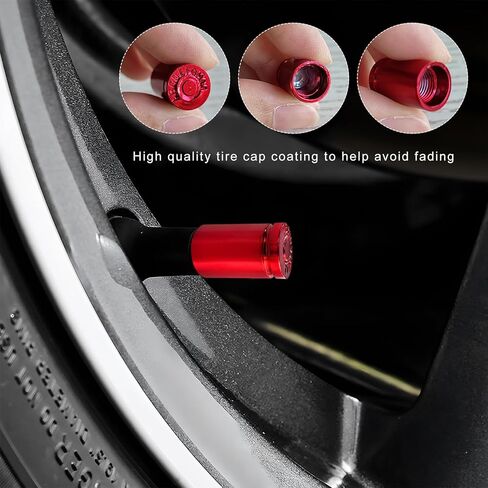 4 PCS BULLET SHELL SHELL VALVE STEM CATS ، CONGREAL ALUMONIM Aluminium Disproof Bullet على شكل صمام ، غطاء ضغط إطارات الهواء المعدني للدراجة النارية للدراجة (أسود) in Saudi Arabia