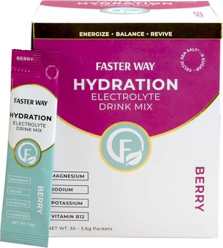 Faster Way - Hydration - Electrolyte Drink Mix- Lemon Lime Flavor with Apple Cider Vinegar, Choline for Brain & Probiotics for Gut Health - 30 Counts in Kuwait