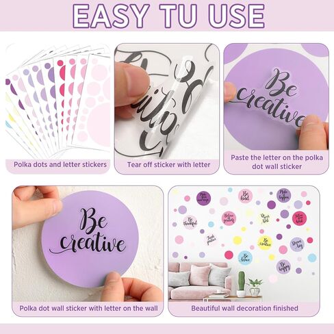 Tallew 576 Pcs Polka Dot Wall Decals Inspirational Wall Decal for Classroom Motivational Quote Circle Wall Sticker Removable Lettering Positive Saying Sticker for Dance Yoga Gym(Morandi Color) in Saudi Arabia