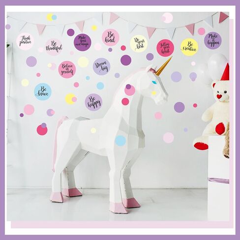 Tallew 576 Pcs Polka Dot Wall Decals Inspirational Wall Decal for Classroom Motivational Quote Circle Wall Sticker Removable Lettering Positive Saying Sticker for Dance Yoga Gym(Morandi Color) in Saudi Arabia