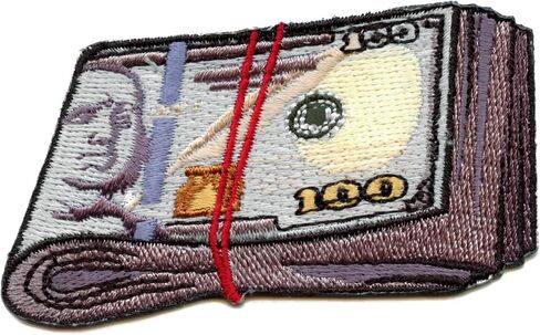 الدهون wad قذرة النقود تصحيح المئات من benjamins الأزرق على الحديد المطرزة على in Saudi Arabia