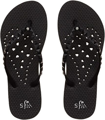 Showaflops Womens Elongated Heart, Pyramid Stud Strap Sandal in Saudi Arabia