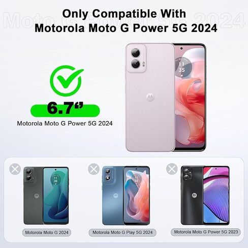 Designed for Motorola Moto G-Power-5G-2024 Case with Tempered Glass Screen Protector, 12FT Military Grade Drop Tested, Full-Body Protective Shockproof Bumper Cover, Glitter Rose Gold in Saudi Arabia