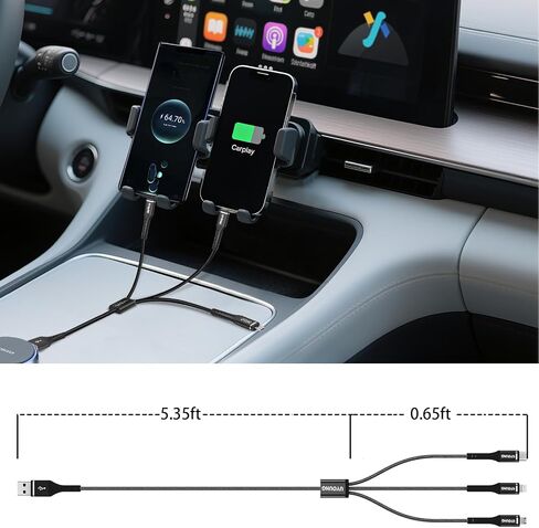 Multi Charging Cable, 3 in 1 Charger Cable Long Charging Cords 10FT 2Pack | USB Cable with Lightning, Type C, Micro USB Ends, Universal Charger for iPhone, Samsung, Google Cell Phones, Tablets and more in Kuwait