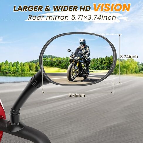 Wooken Universal 360° Adjustable Rear View Mirror, 8MM Threaded Bolt, Wide Angle Safety Side Mirrors for Most Mobility Scooters, ATVs, Motorcycle, Moped (Pair) in Saudi Arabia