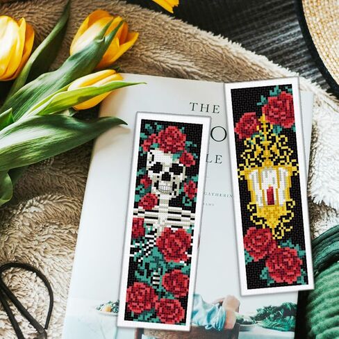 ORIGACH 6 Pcs Cross Stitch Bookmark Kit for Beginner Flowers Sayings DIY Stamped Embroidery Bookmark Kit for Starter Printed Cross Stitch Kits with Instruction for Book Lovers in Saudi Arabia