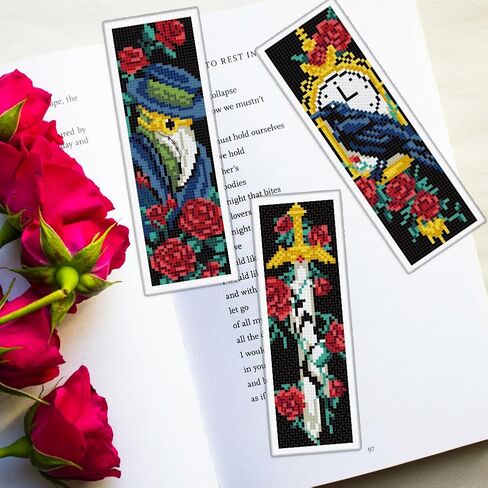 ORIGACH 6 Pcs Cross Stitch Bookmark Kit for Beginner Flowers Sayings DIY Stamped Embroidery Bookmark Kit for Starter Printed Cross Stitch Kits with Instruction for Book Lovers in Saudi Arabia