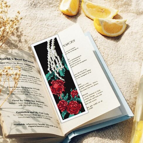ORIGACH 6 Pcs Cross Stitch Bookmark Kit for Beginner Flowers Sayings DIY Stamped Embroidery Bookmark Kit for Starter Printed Cross Stitch Kits with Instruction for Book Lovers in Saudi Arabia