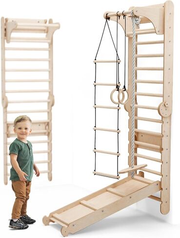 Swedish Ladder Indoor Kids Gym - Montessori Play Gym Climbing Set - Wooden Indoor Playground Climbing Toys for Toddlers 1-3 in Saudi Arabia