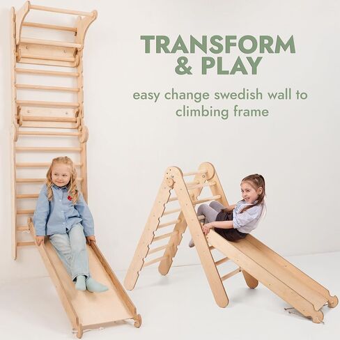 Swedish Ladder Indoor Kids Gym - Montessori Play Gym Climbing Set - Wooden Indoor Playground Climbing Toys for Toddlers 1-3 in Saudi Arabia