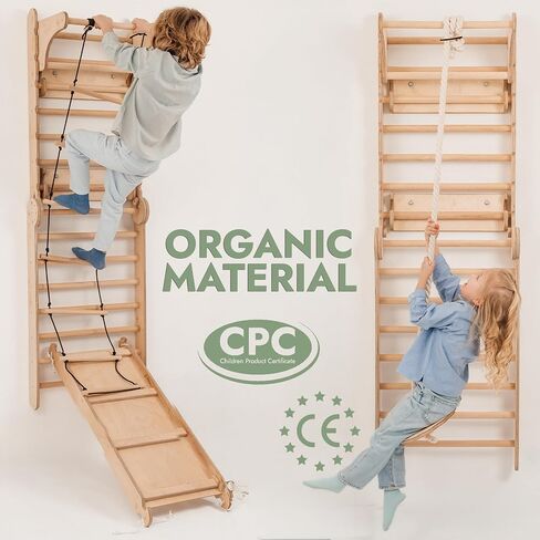 Swedish Ladder Indoor Kids Gym - Montessori Play Gym Climbing Set - Wooden Indoor Playground Climbing Toys for Toddlers 1-3 in Saudi Arabia