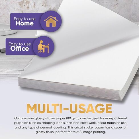 ورق ملصقات أستراليا A4، ورق أبيض لامع، 50 ورقة، ورق لاصق لامع فاخر ذاتي اللصق لطابعة الليزر فقط، أوراق ملصقات قابلة للطباعة بسمك 80 جرامًا للمتر المربع in Kuwait