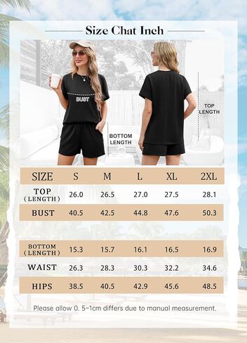IWOLLENCE Womens 2 Piece Sets Summer Lounge Set Casual Short Sleeve Round Neck Tops and Elastic Waist Short Outfits Tracksuit in Kuwait