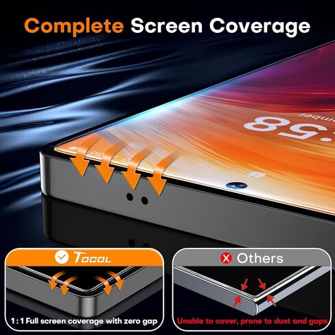 TOCOL for Samsung Galaxy S24 Ultra Screen Protector 9H Hardness Military Grade Shatterproof HD Tempered Glass 2 Pack in Kuwait