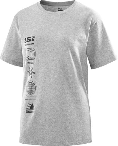 Salomon Women's Logo Combo Outdoor Short Sleeve T-Shirt, Heather Grey, S in Saudi Arabia