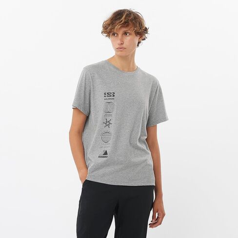 Salomon Women's Logo Combo Outdoor Short Sleeve T-Shirt, Heather Grey, S in Saudi Arabia