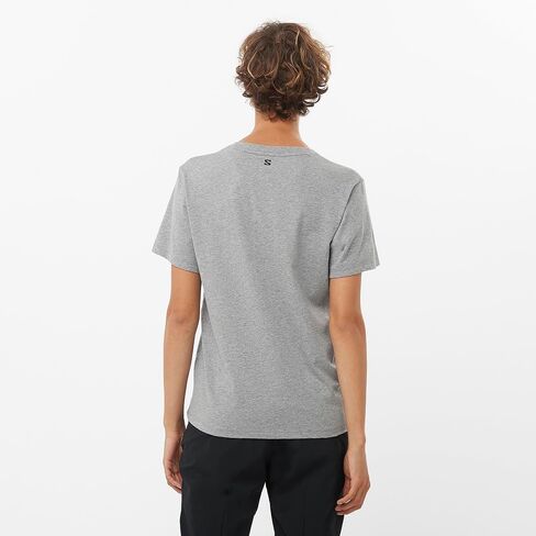 Salomon Women's Logo Combo Outdoor Short Sleeve T-Shirt, Heather Grey, S in Saudi Arabia