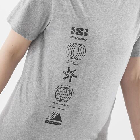 Salomon Women's Logo Combo Outdoor Short Sleeve T-Shirt, Heather Grey, S in Saudi Arabia