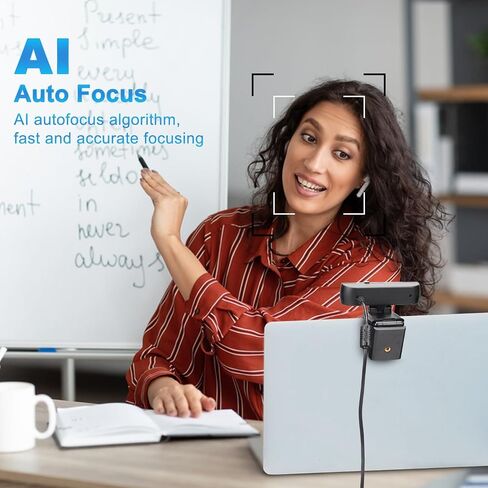 4K Webcam for PC, 4K UHD Video Calling, PDAF AutoFocus, Dual Noise-Canceling Microphones, 70° FOV, 1080P@60FPS, Privacy Cover, USB Plug&Play, Works with Teams, Zoom, OBS, Skype, Google Meet in Saudi Arabia
