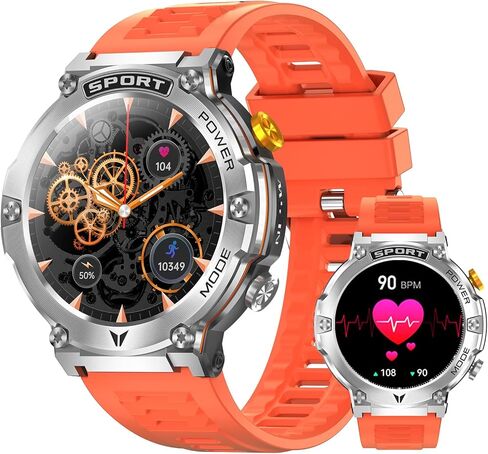 Military Smart Watch for Men 1,43" HD AMOLED Display(Answer/Make Call) 420mAh Battery Smart Watches IP68 Waterproof for Android/iOS 100+Sports Modes/Heart Rate/Sleep Black in Saudi Arabia