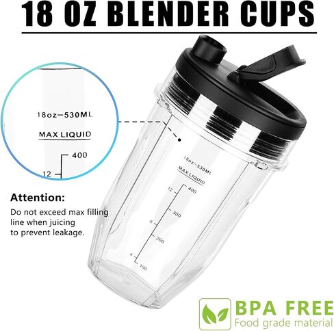 24oz for Ninja Blender Cups Replacement Compatible with Ninja Blenders BN401 BN751 BN801 BL642 BL682 NN102 SS401 SS101 TWISTi SS151 SS351 (2 Pack) in Saudi Arabia