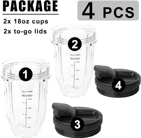 24oz for Ninja Blender Cups Replacement Compatible with Ninja Blenders BN401 BN751 BN801 BL642 BL682 NN102 SS401 SS101 TWISTi SS151 SS351 (2 Pack) in Saudi Arabia