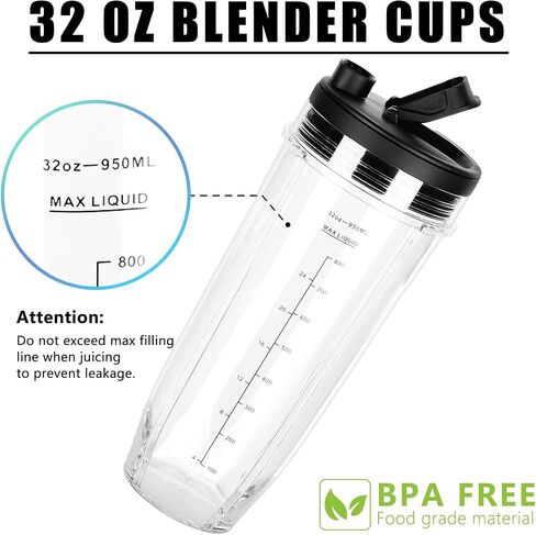 24oz for Ninja Blender Cups Replacement Compatible with Ninja Blenders BN401 BN751 BN801 BL642 BL682 NN102 SS401 SS101 TWISTi SS151 SS351 (2 Pack) in Saudi Arabia