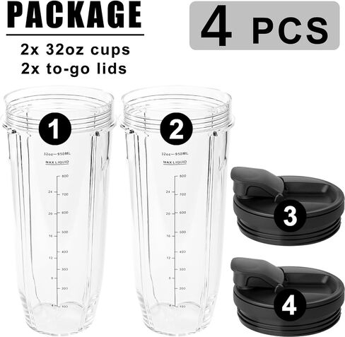 24oz for Ninja Blender Cups Replacement Compatible with Ninja Blenders BN401 BN751 BN801 BL642 BL682 NN102 SS401 SS101 TWISTi SS151 SS351 (2 Pack) in Saudi Arabia