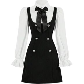 Floerns Girl's Bowknot Collar Patchwork Dress Long Sleeve A Line Short Graduation Dresses in Saudi Arabia