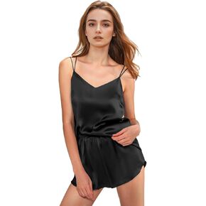 100 ٪ من بيجامات الحرير التوت للنساء - 19 Momme Silk V -Neck Cami & Shorts ، ملابس النوم الفاخرة in Kuwait