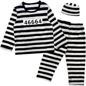 زي أزياء سجناء الأطفال مجموعة سجن سجن السجناء ملابس إجرامية للجنسين هالوين زي إدانة in Kuwait