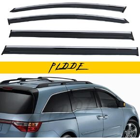 4pcs Smoke Tint with Chrome Trim Window Visors Compatible with 11-17 Honda Odyssey RL5 Outside Mount Tape On/Clip On Style PVC Sun Rain Guard Vent in Saudi Arabia