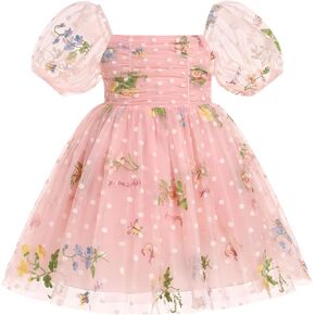 Toddler Flower Girl Wedding Dress Floral Embroidery Sheer Sleeve 2nd 3rd Birthday Outfits Princess Pageant Tulle Dress in Kuwait