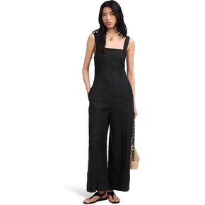 Madewell womens Square Neck Black Jumpsuit - Linen in Kuwait