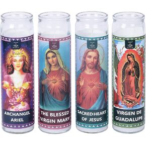 Welburn Veda&Co™ Prayer Candles - Pack of 4, 90 Hours Burn Time Smokeless Unscented Glass Pillar Candle 100% Refined Paraffin Wax, Religious, Memorial, Christmas Vigil, Wedding Home Decor, Emergencies in Saudi Arabia