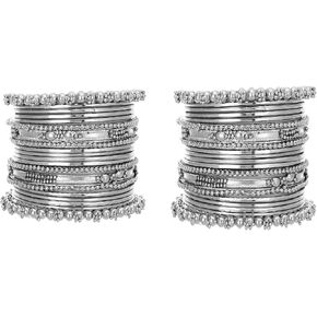 I Jewels Silver Oxidized Indian Wedding Bollywood Bangle Set For Women (ADB159S) (Pack of 2) in Kuwait