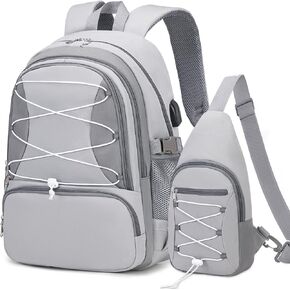 Bevalsa Backpack for Boys, School Bags for Kids with Sling Bag, Bookbag for Boys Girls Children Teens Backpacks for Elementary Middle High school Student, Bookbag Set with USB Charging Port(Black) in Kuwait