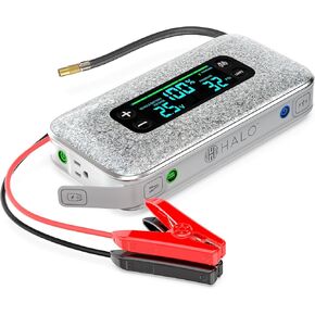 هالو بولت النهائي 3 محمولة بطارية بطارية القفز | 130 PSI Air Compressor ، 55.5WH USB Power Bank ، شاشة كبيرة ، أضواء طارئة وشاحن ، يقفز سيارات سيارات وشاحنات ، تضخيم الإطارات - الرمادي in Kuwait