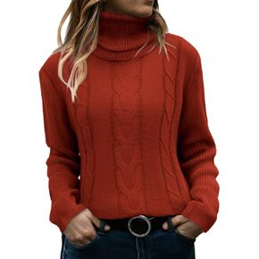 سفن ساوثات النسائية MIXSHE 2025 Turtleneck Cable Sweater Sweater S-XL in Kuwait