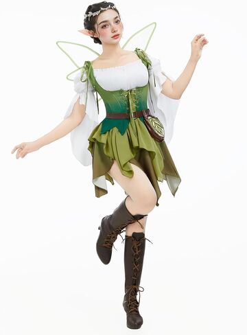miccostumes Women's Costume Elf Cosplay Set Top Fairy Dress With Belt and Bag Halloween Party in Saudi Arabia