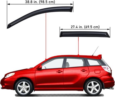 Lightronic Extra Date Outso Mount Auto Vent Window Revor ، يناسب 2003-2008 Toyota Matrix Wagon & Pontiac Vibe ، واقي أمطار الحماية من الأشعة فوق البنفسجية ، وينحرف الرياح الأصلي ، وتثبيت حافلة ، والدخان ، و 4-PCS in Saudi Arabia
