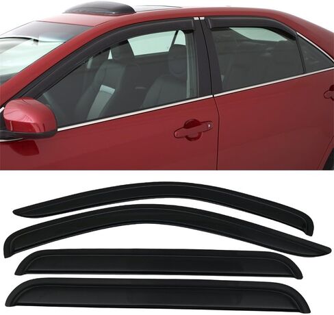 شريط Ikon Motorsports على حافة النافذة الخارجية ، متوافق مع 1998-2004 Dodge Durango ، Dakota Crew Cab ، Slim Style Smoke Tinted 4pcs Sun Rain Shade Guard Vean in Saudi Arabia