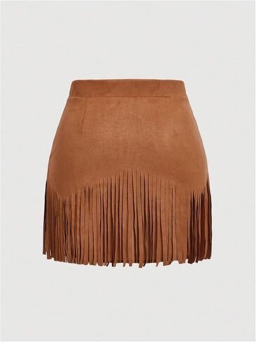 Shenhe Women's Plus Size Size Soede High Phringe High Pheched Pheged Sudded Western Hippie Skirt in Kuwait
