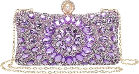 uxcell Evening Bags for Women, Sparkly Crystal Rhinestone Clutch Purse with Chain Strap Shoulder Bag for Wedding Party Evening Weekend, Light Blue in Saudi Arabia