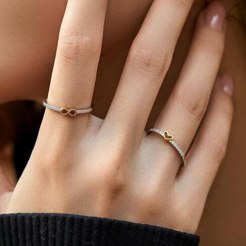 S925 Sterling Silver Infinity & Heart Pavé Ring for Women – Minimalist Twist Design, Everyday Stackable CZ Band, Casual Chic Jewelry in Saudi Arabia
