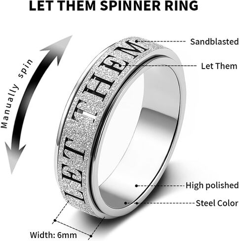 Toys Toys Come Coatiety خاتم للنساء: تململ Spinner لطيف دعهم رمز خاتم الإبهام الفولاذ المقاوم للصدأ الذهب الفضة الحجم 5 6 7 8 9 10 (الذهب ، 9) in Kuwait