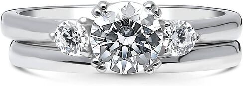 Berricle Sterling Silver 3-Stone Comphing Compling Rings 0.8 CARAT ROUN CUT CHIPIC ZIRCONIA CZ RIP in Saudi Arabia