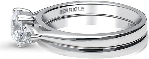 Berricle Sterling Silver 3-Stone Comphing Compling Rings 0.8 CARAT ROUN CUT CHIPIC ZIRCONIA CZ RIP in Saudi Arabia