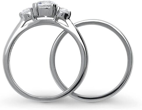 Berricle Sterling Silver 3-Stone Comphing Compling Rings 0.8 CARAT ROUN CUT CHIPIC ZIRCONIA CZ RIP in Saudi Arabia