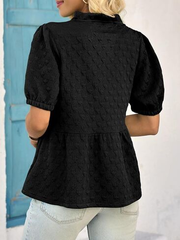 جرس Cicy Womens Peplum Puff Sleeve Tops Dary Disy Summer Summer Blouses v Deck Choffle Stirts in Saudi Arabia